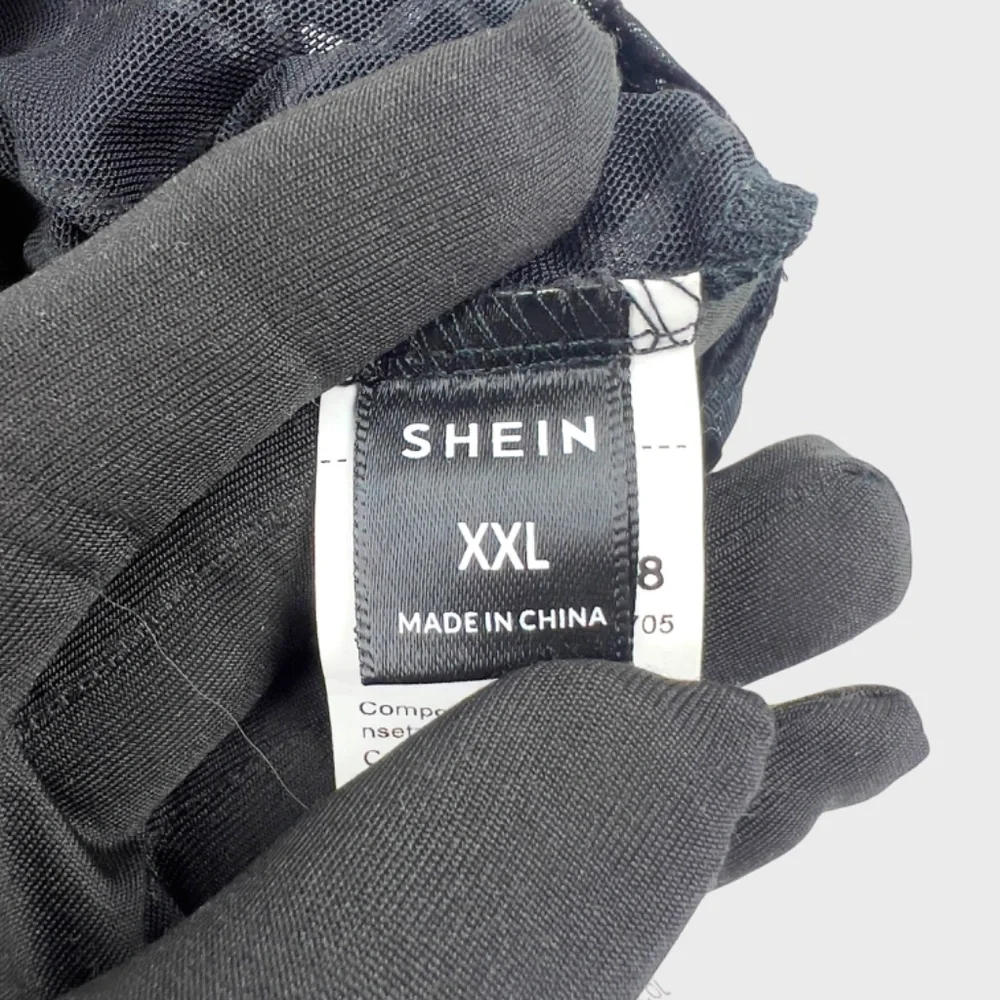 SHEIN Black Geo Mesh Long Sleeve T-Shirt - Picture 9 of 10